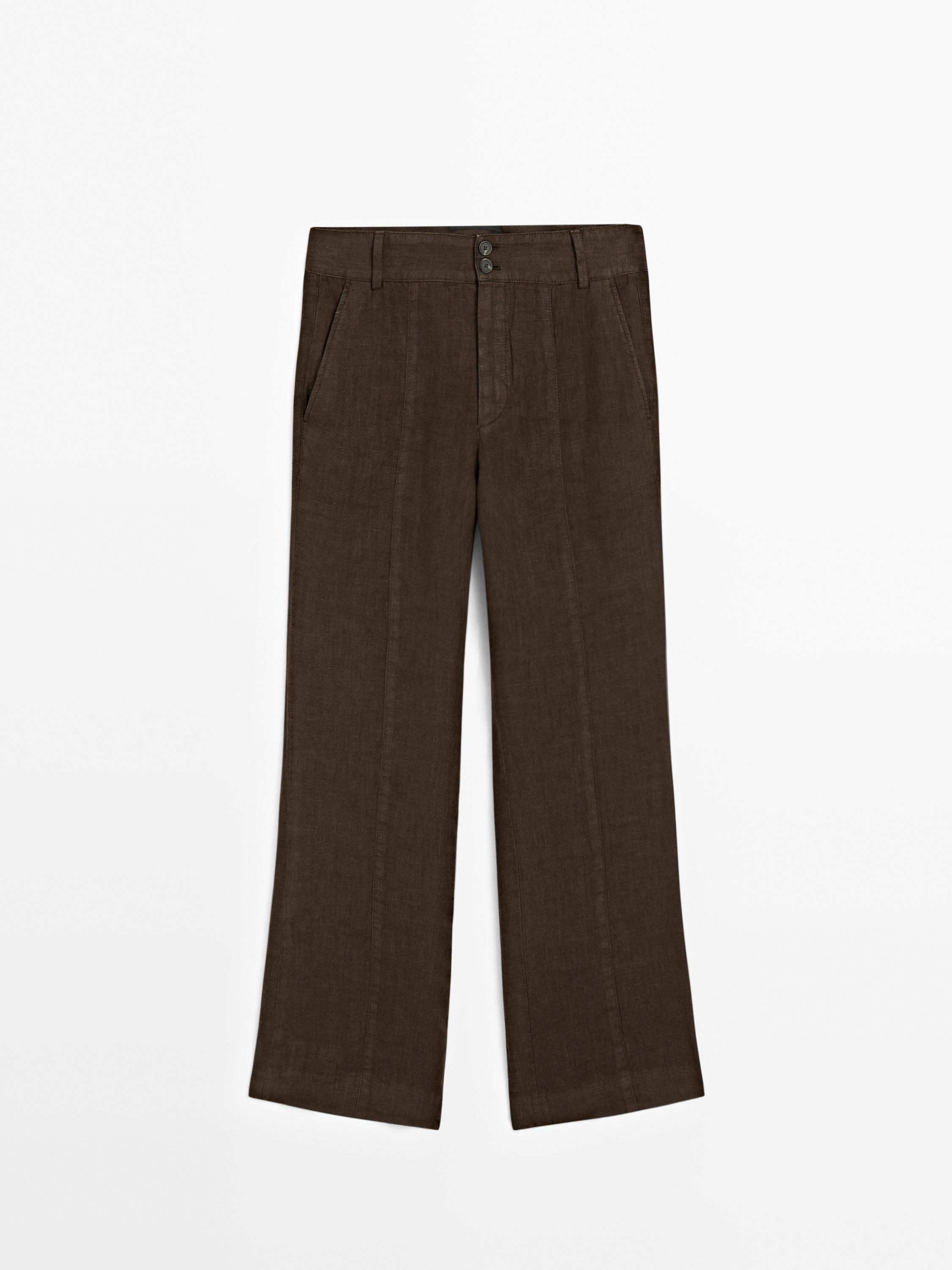 100% linen kick flare fit trousers